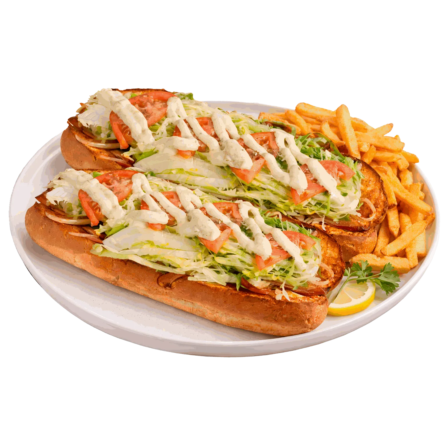 Sous-marins garnis avec frites