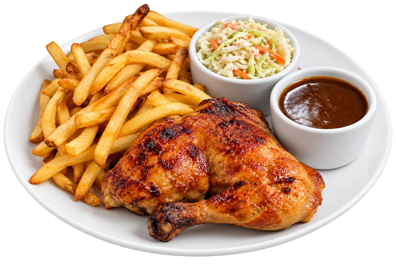 Assiette de poulet BBQ avec frites