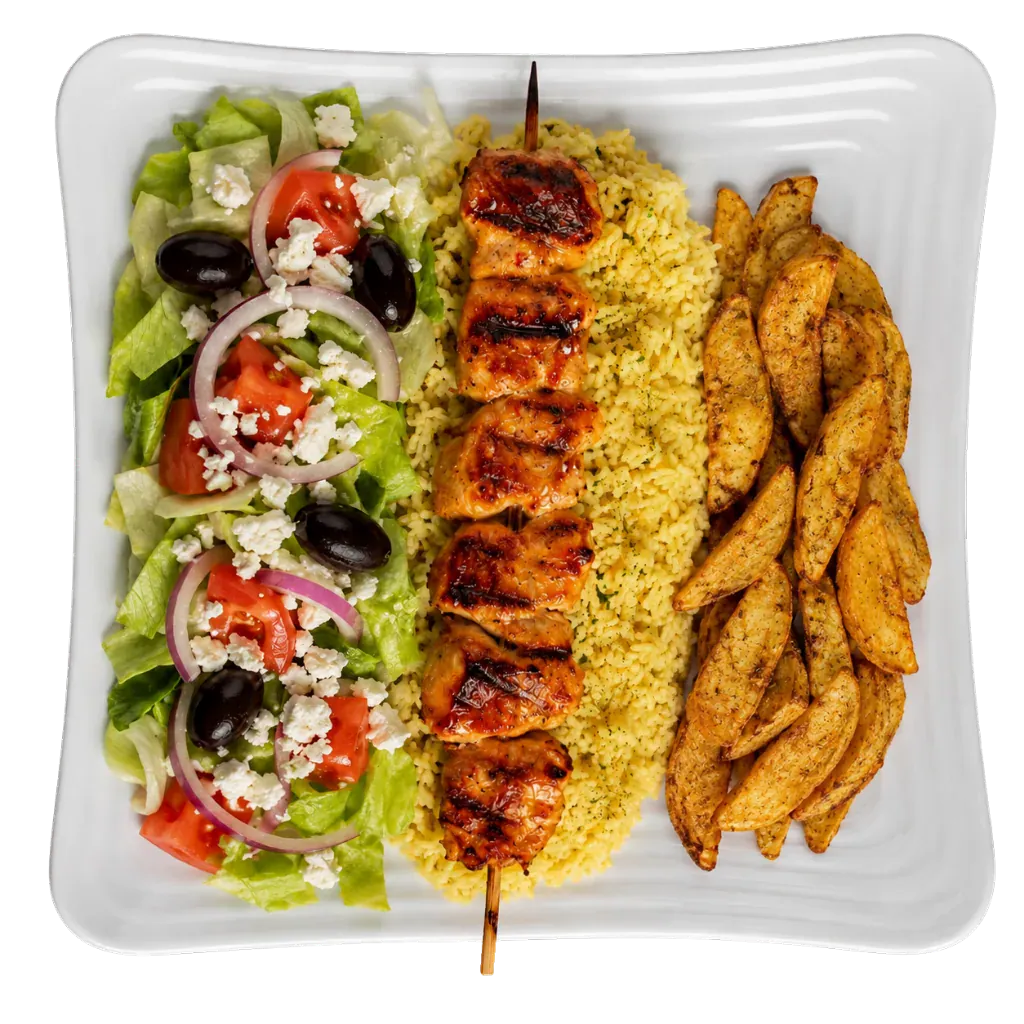 Assiette de brochette de poulet
